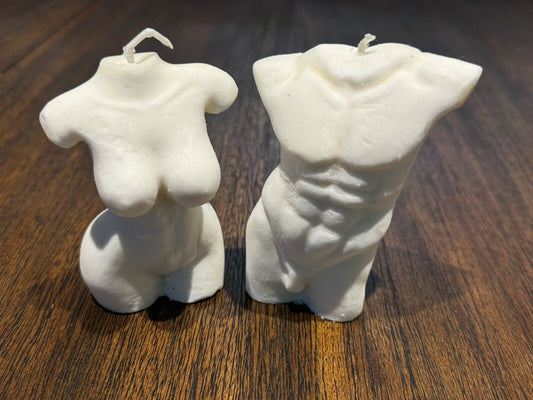 Set of 2 Male And Women Body Candle 4 inch (10cm) Torso Candle Soy wax candle