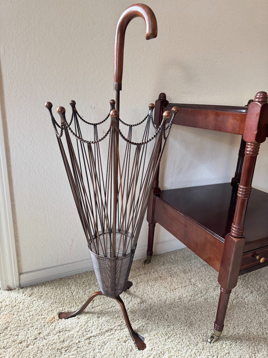 Umbrella Stand Hollywood Regency Style Wire&Metal Bronzed Finish