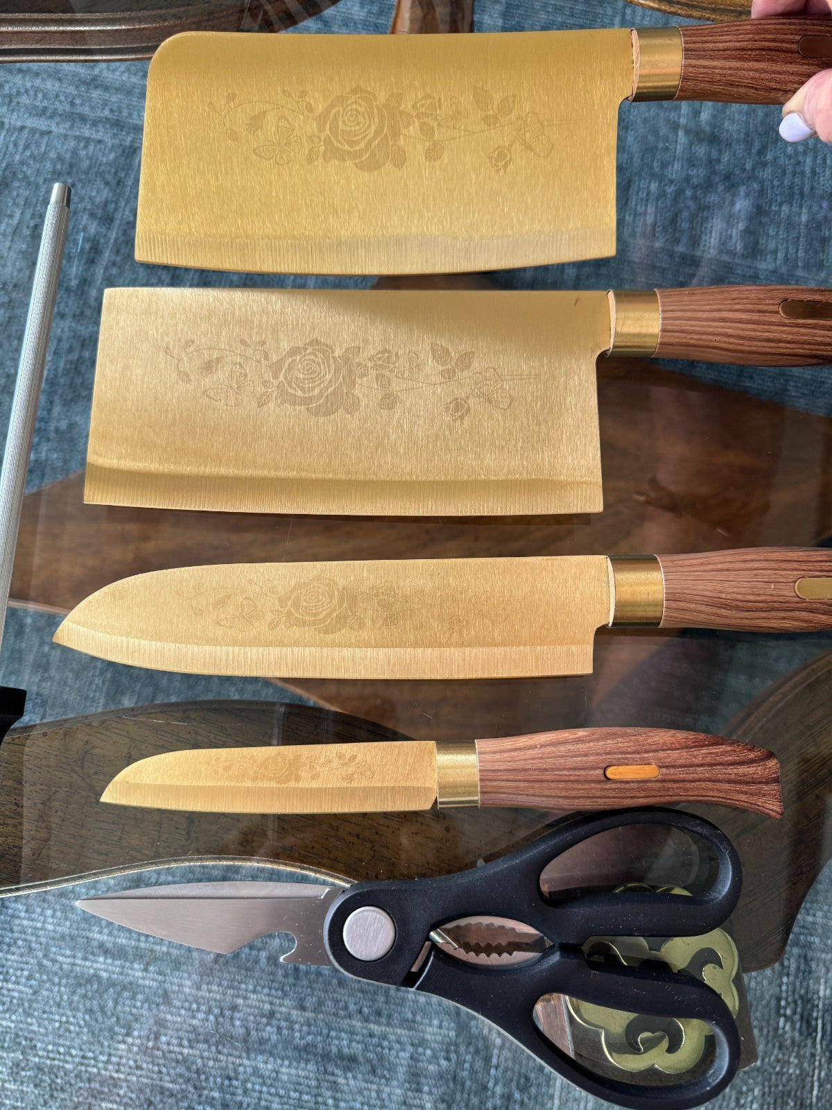 Luxury Set Gold Floral Knifes 6-Piece