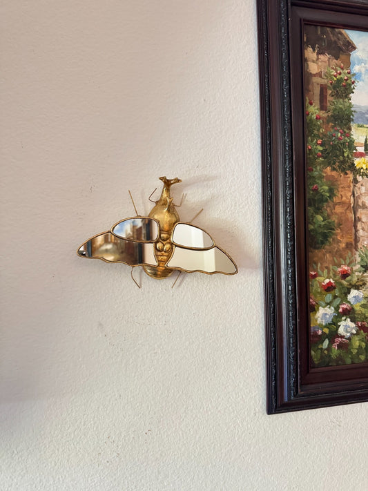 Resin Insect Wall Mirror – Beetle Bug Design with Mirrored Wings, 10”x7”,