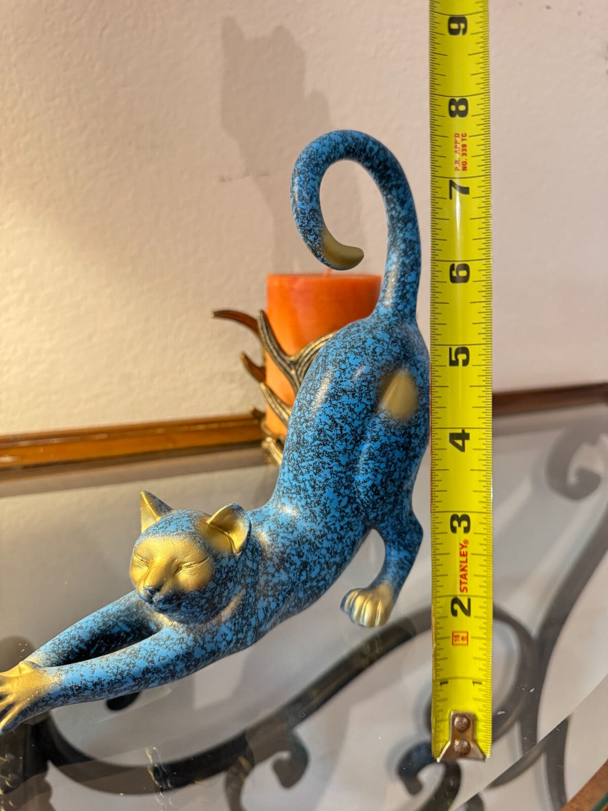 Blue Cat Figurine - Resin Crafted, Perfect for Living Room TV Stand Decor