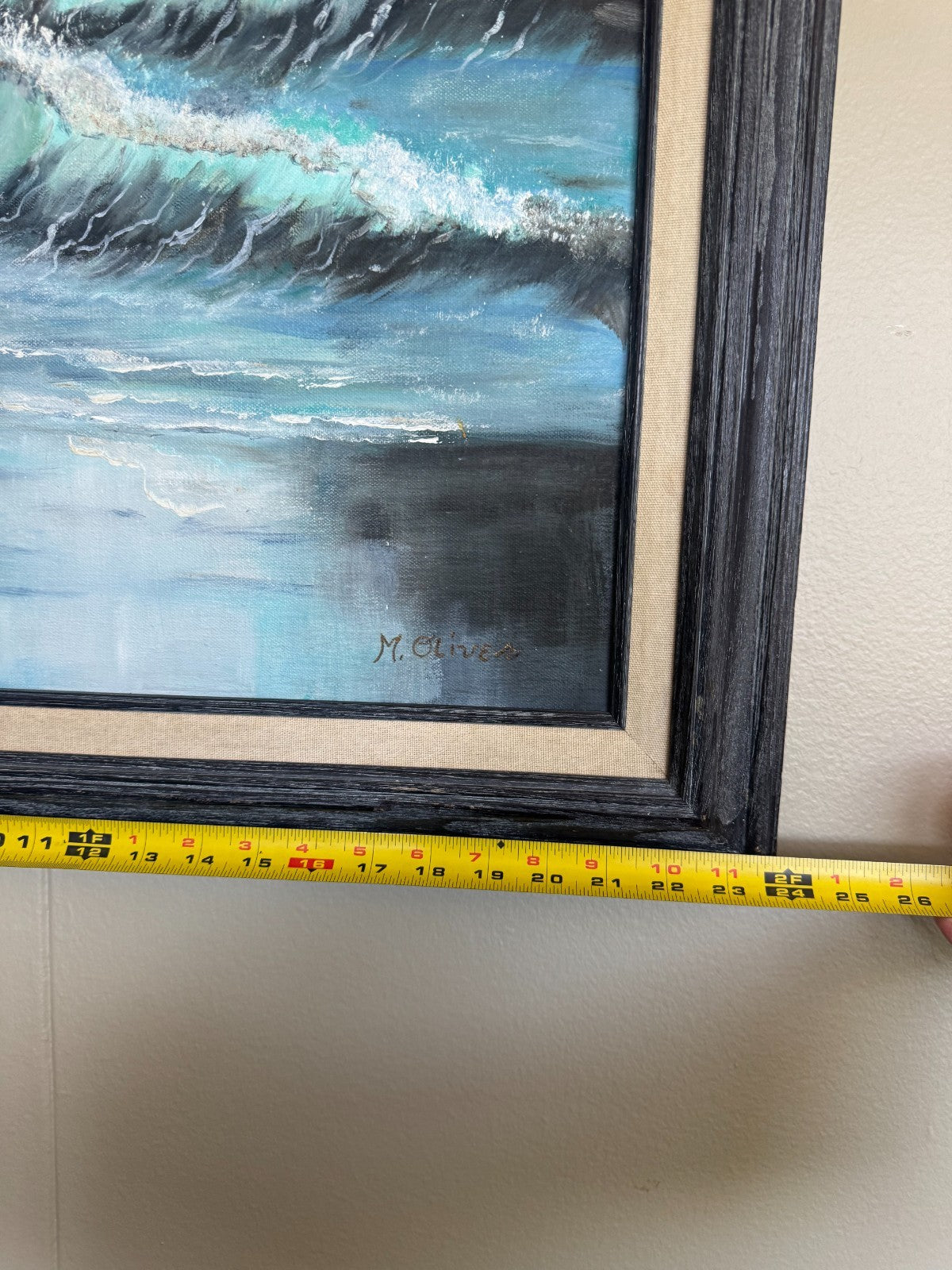 Original Coastal Seascape Painting by M. Oliver – Ocean Waves , Oil Canvas