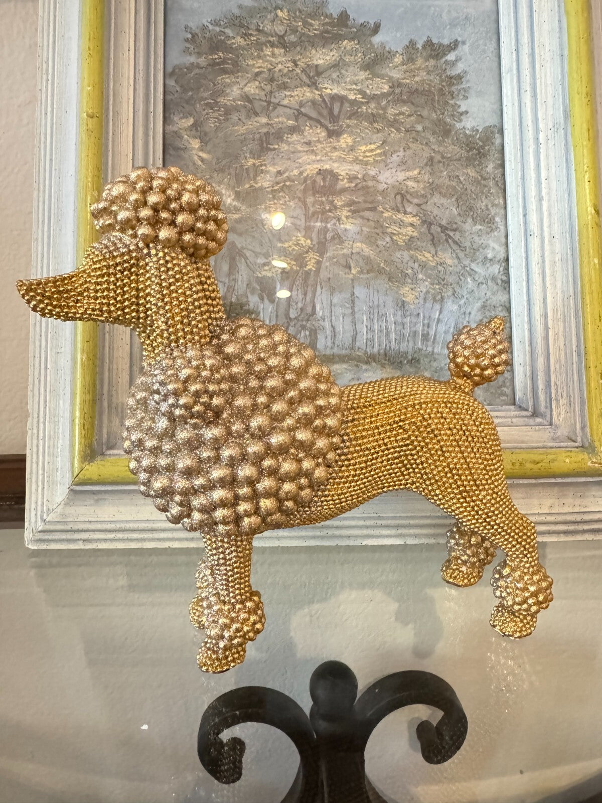 Adorable Poodle Sculpture Resin And Beads, Perfect For Home Decor And Offices.
