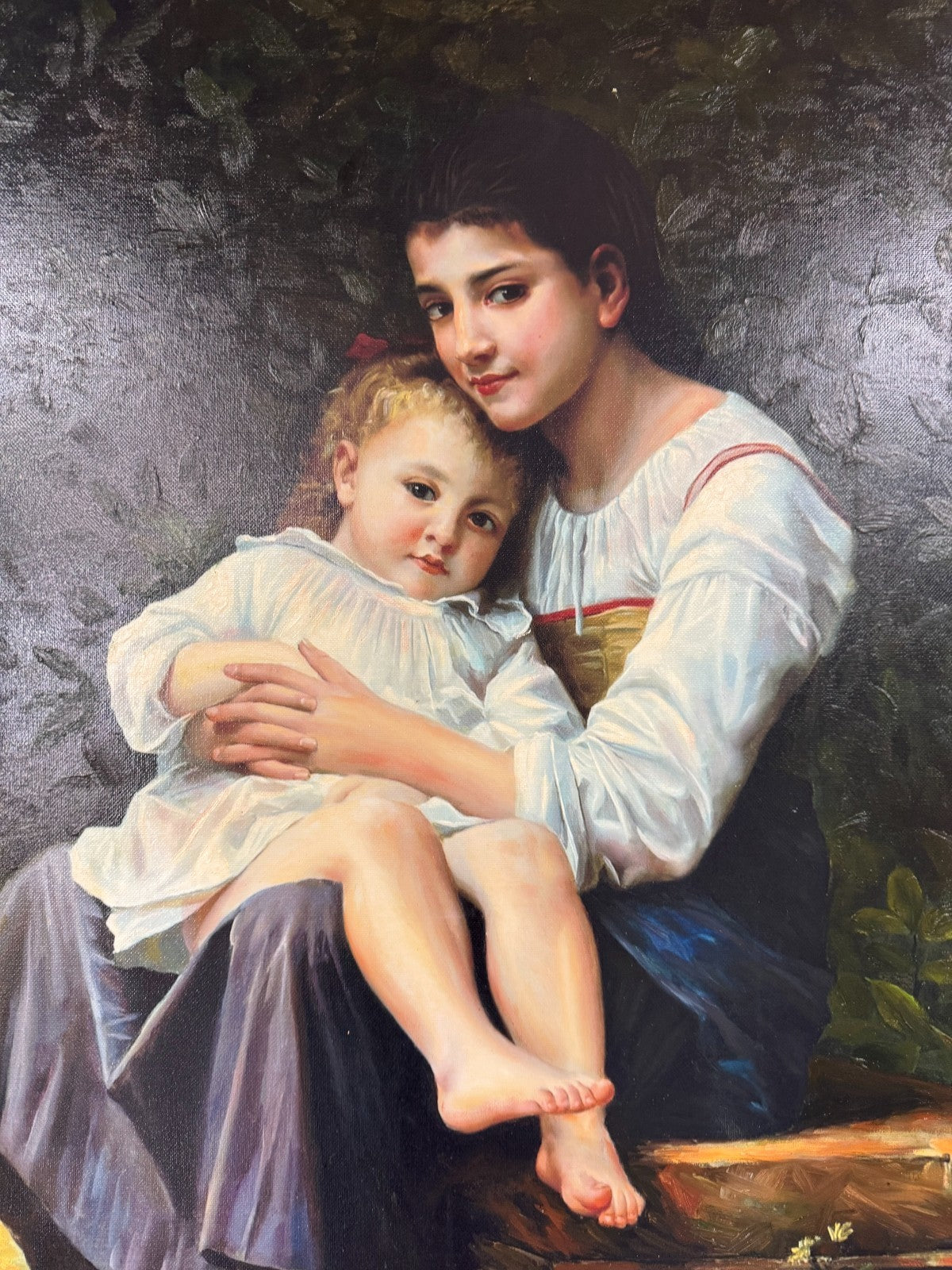 Large 32x44” Oil Painting Mother and Child Classic Realism, Framed, Unsigned