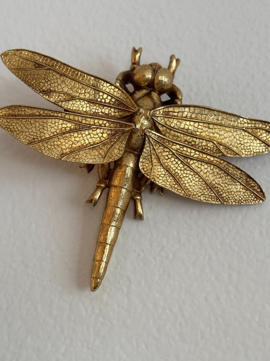 Gold Dragonfly Resin Wall Figurine Gift Home Decor
