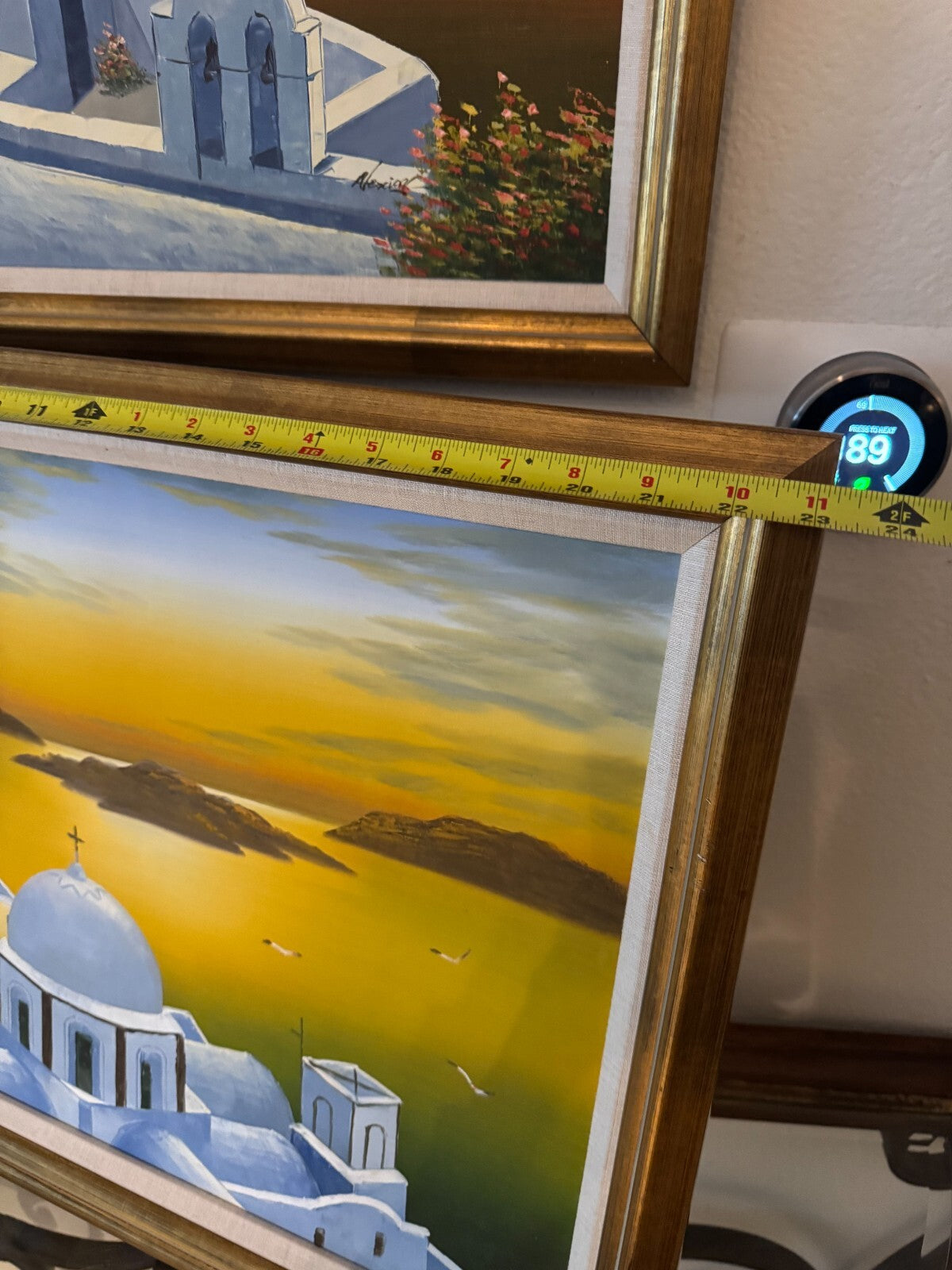 Greek Island Sunset Painting by Alexis – Santorini Landscape 19”x23” –