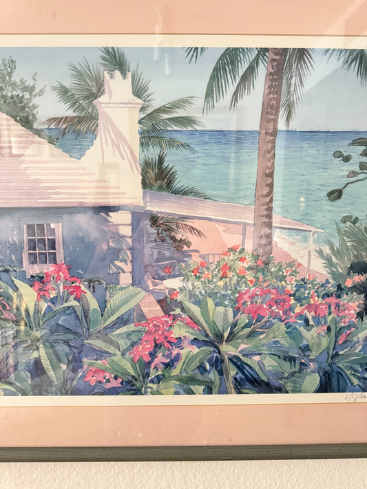 R.E. Kennedy Signed Watercolor '' Bermuda Cottage ''
