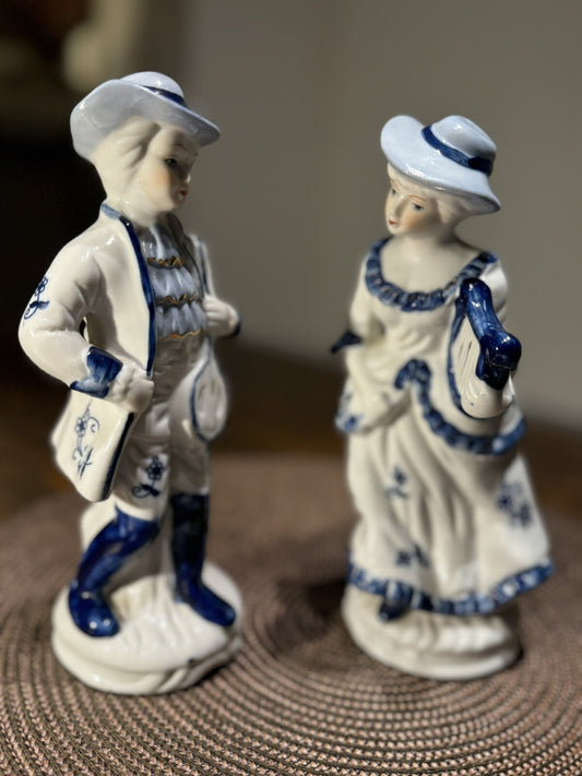 Vintage Victorian Porcelain Musician Couple figurines Handmade Art Home Decor