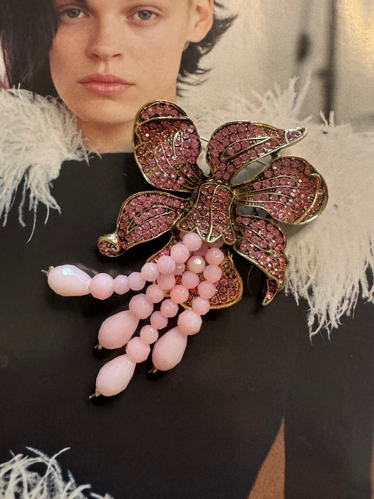 Pink Orchid Brooch Women Unisex Vintage Pin Gift Box Free Shipping 2-5 days