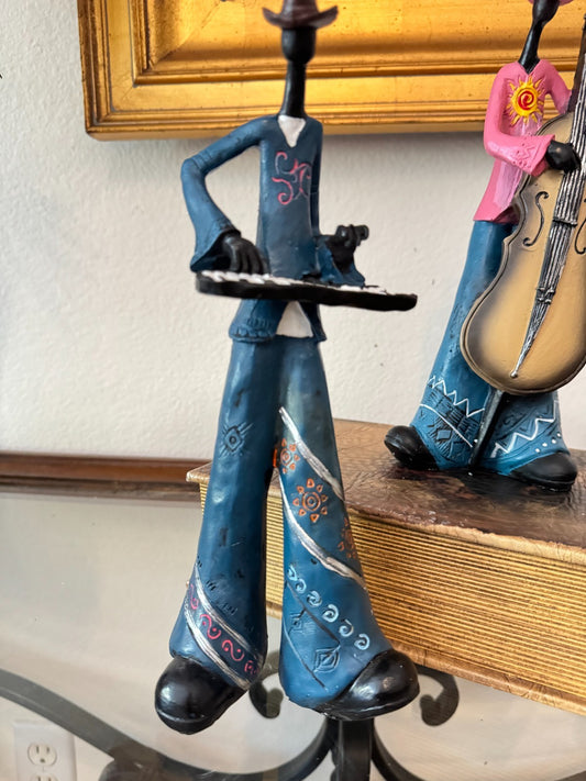 Colorful Resin Jazz Musician Figurines Set of 3 Keyboard, Tall -10