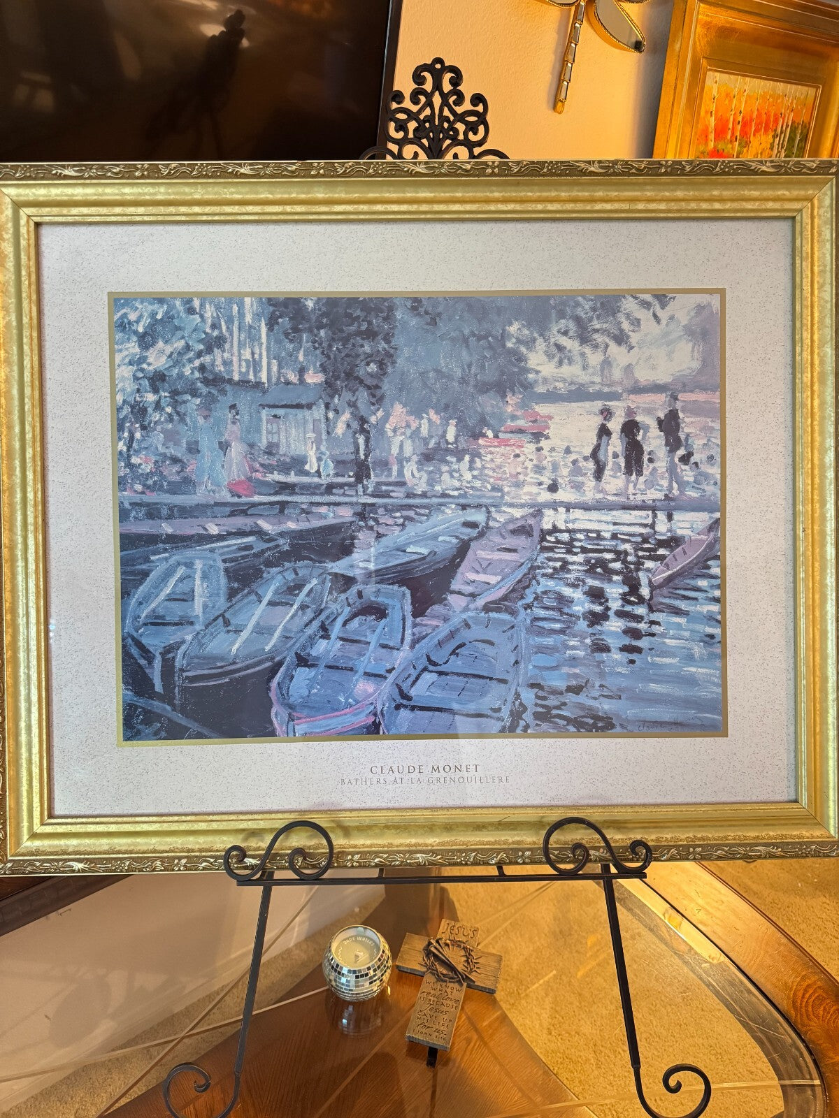 Claude Monet Bathers at La Grenouillère Framed Print – 25”x31” Ornate Gold Frame