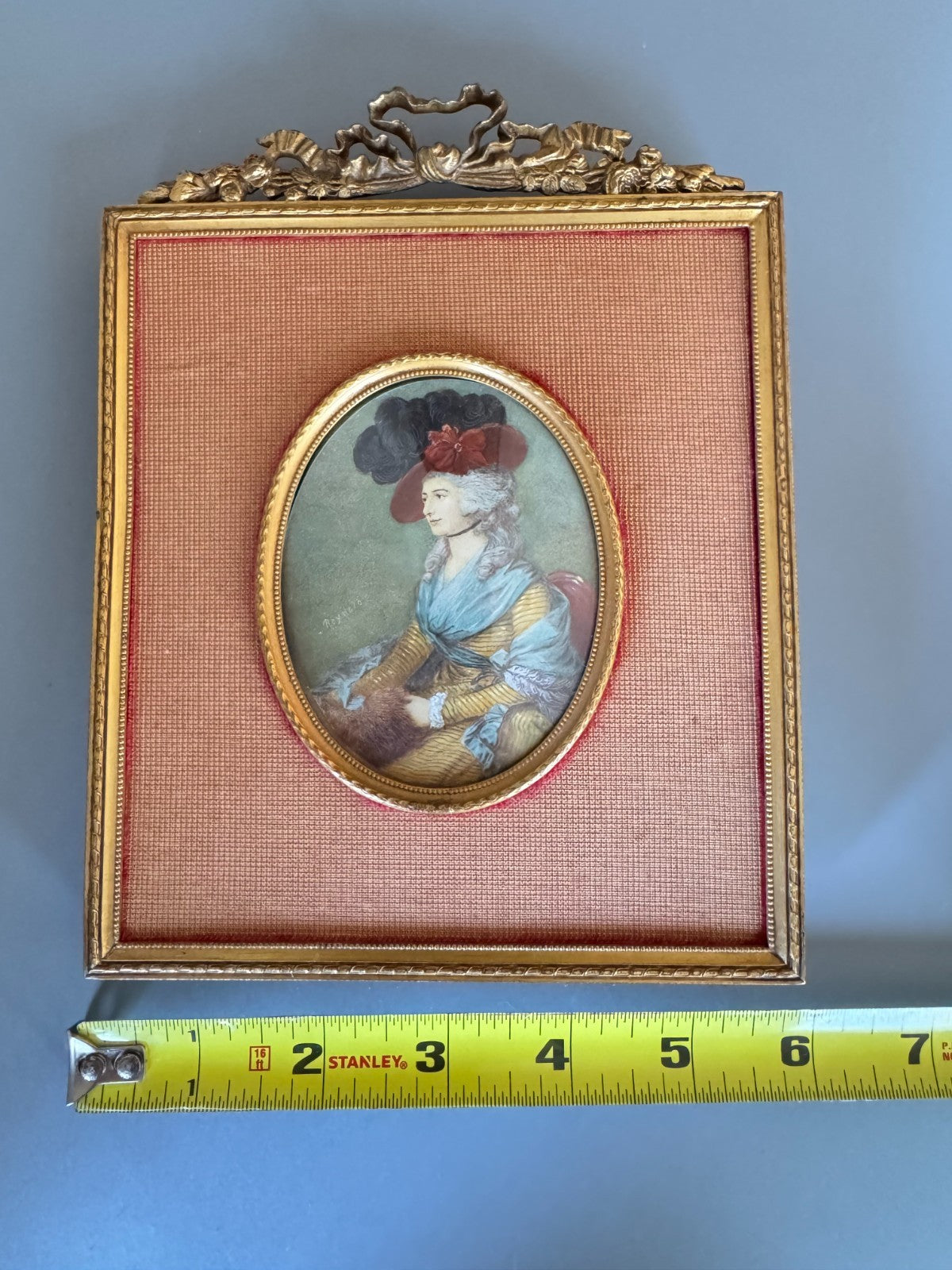 Antiquity 18th-century portrait miniature. Signed “Reynolds”