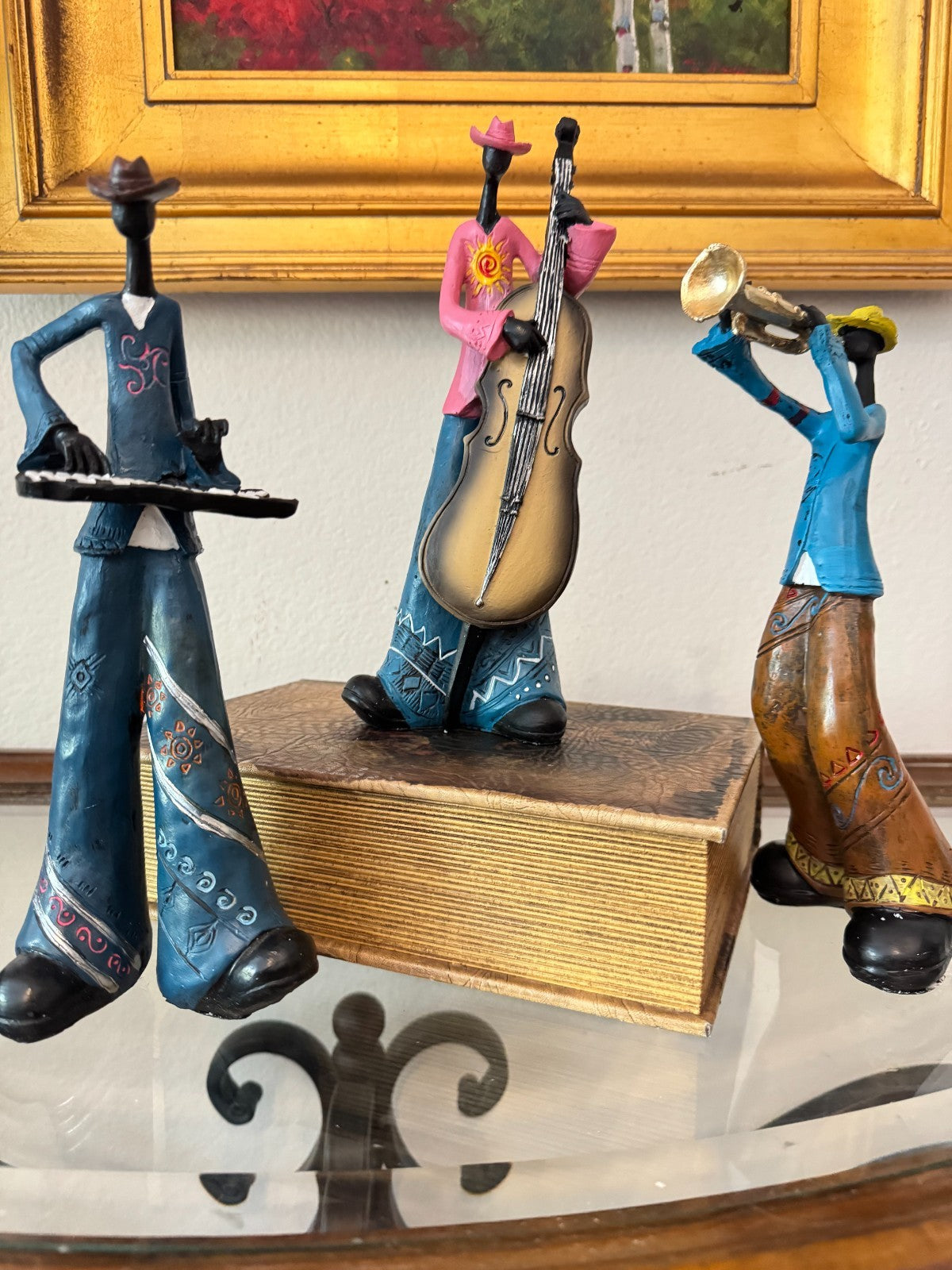 Colorful Resin Jazz Musician Figurines Set of 3 Keyboard, Tall -10