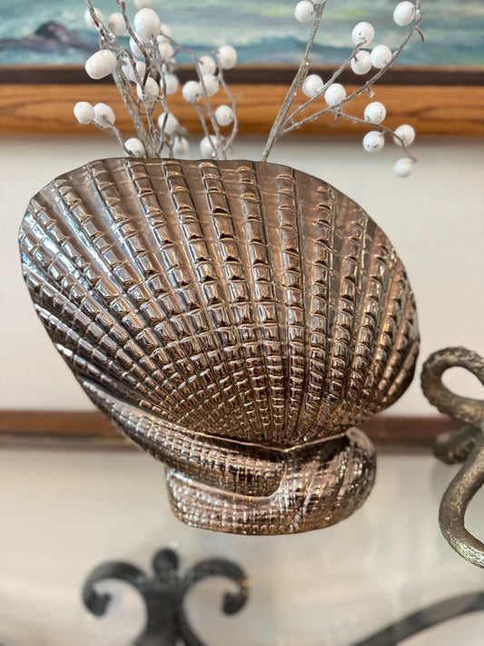 Ceramic Shell Vase Coastal Nautical Decor 10” Wide x 10” Tall