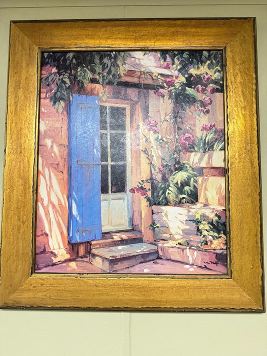 Original Oil Painting by Kiku Roett. ''Blue Door "29''x27''