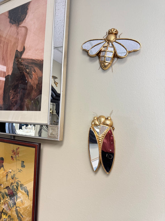 Set of 2 Gold Bee & Cicada Mirror Wall Decor – Resin