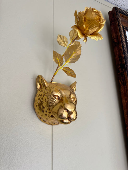Gold Leopard Head Resin Wall Vase / Planter – Glam Safari Wall Decor Accent