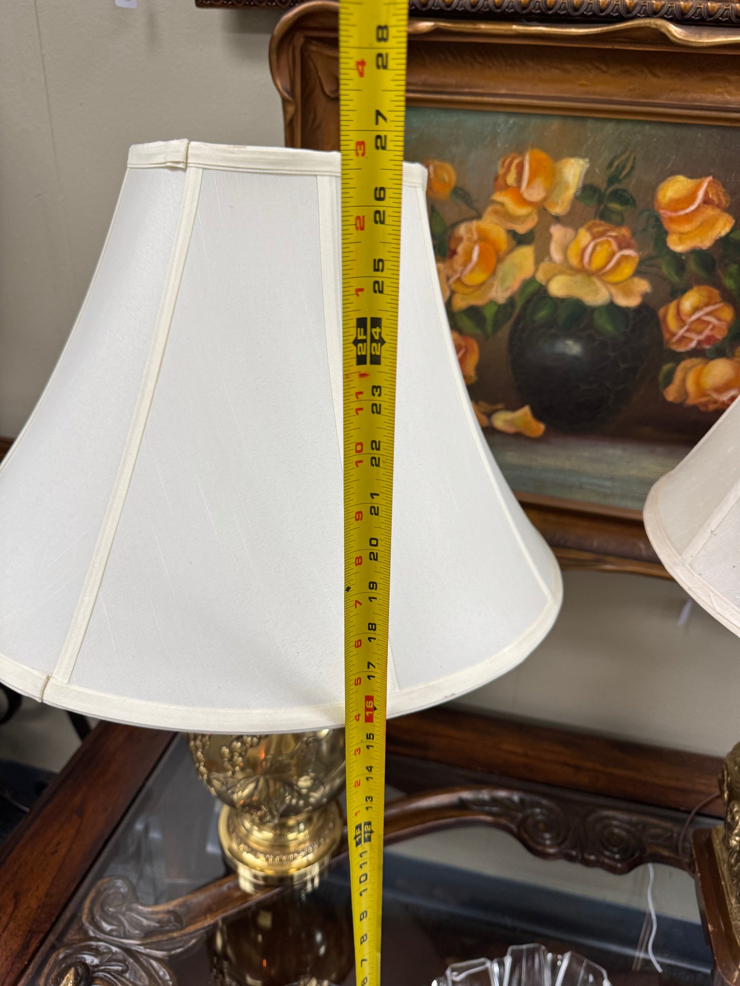 Set of 2 Vintage Brass Table Lamps Ornate Heavy Base Grapes Design 30” Local Pickup