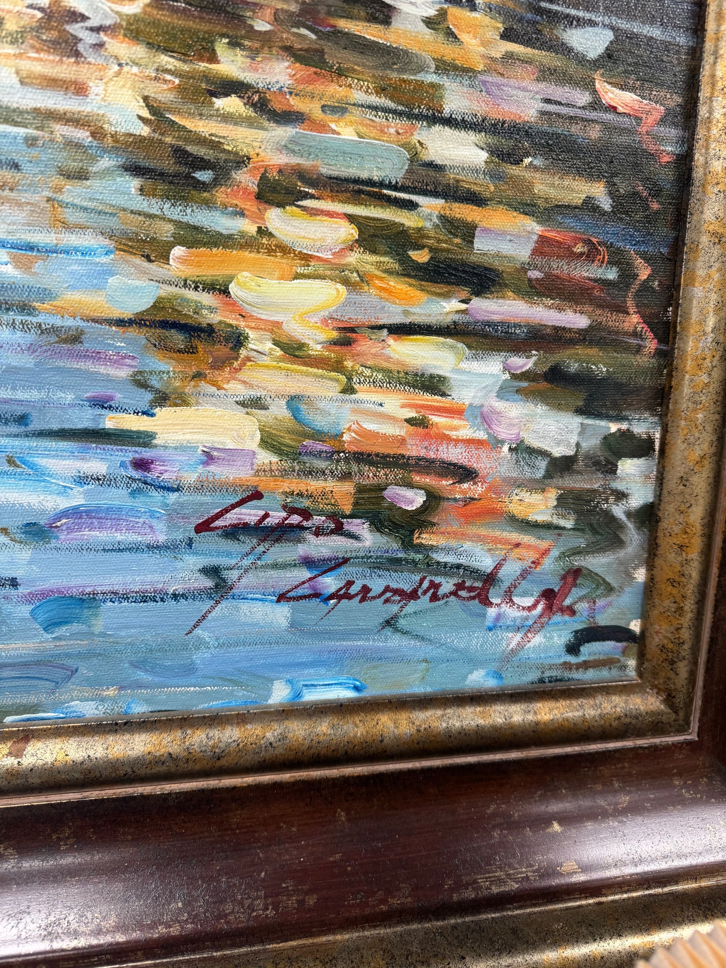 Large Framed Oil Painting Venice Canal Gondola Scene Signed 58x46 Local Pickup Only