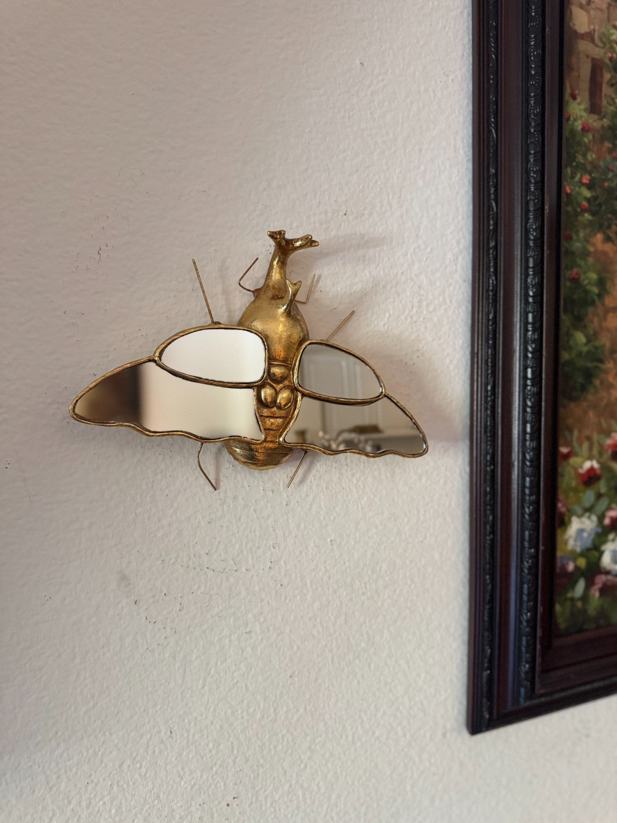 Resin Insect Wall Mirror – Beetle Bug Design with Mirrored Wings, 10”x7”,