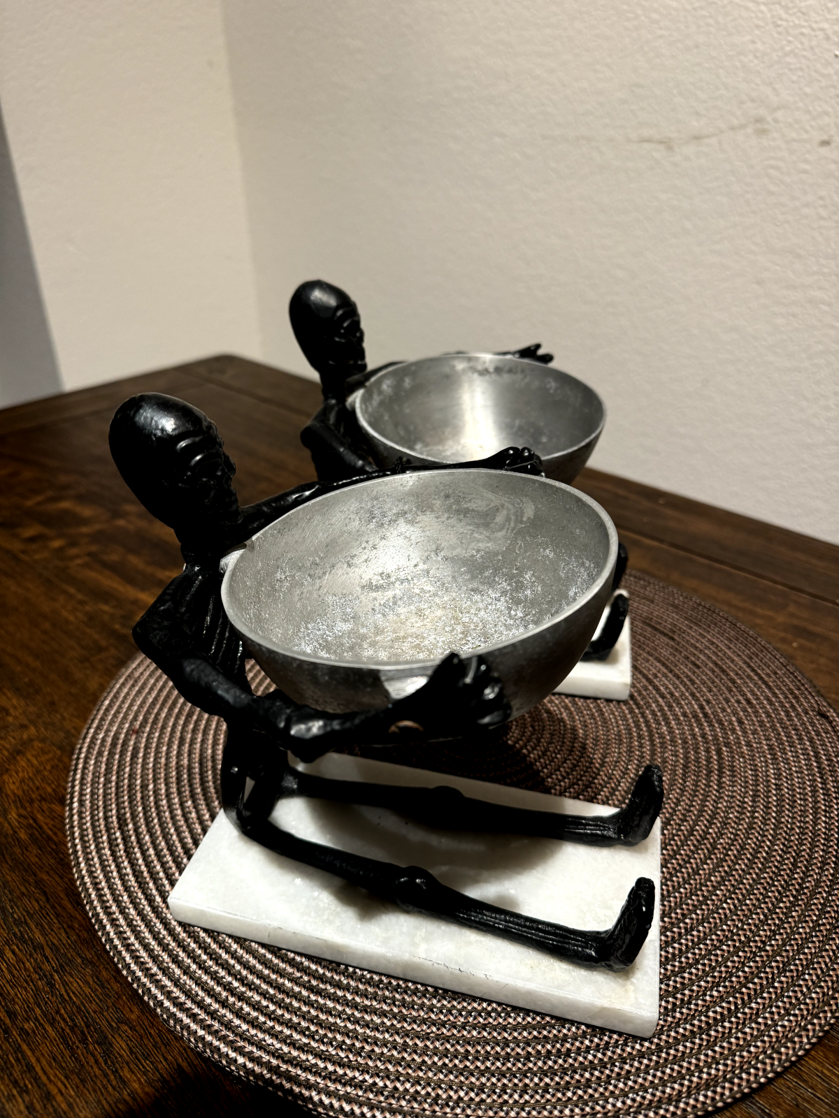 Unique Skeleton Metal Bowl Holders - Set of 2 - Decorative Tabletop Figurines