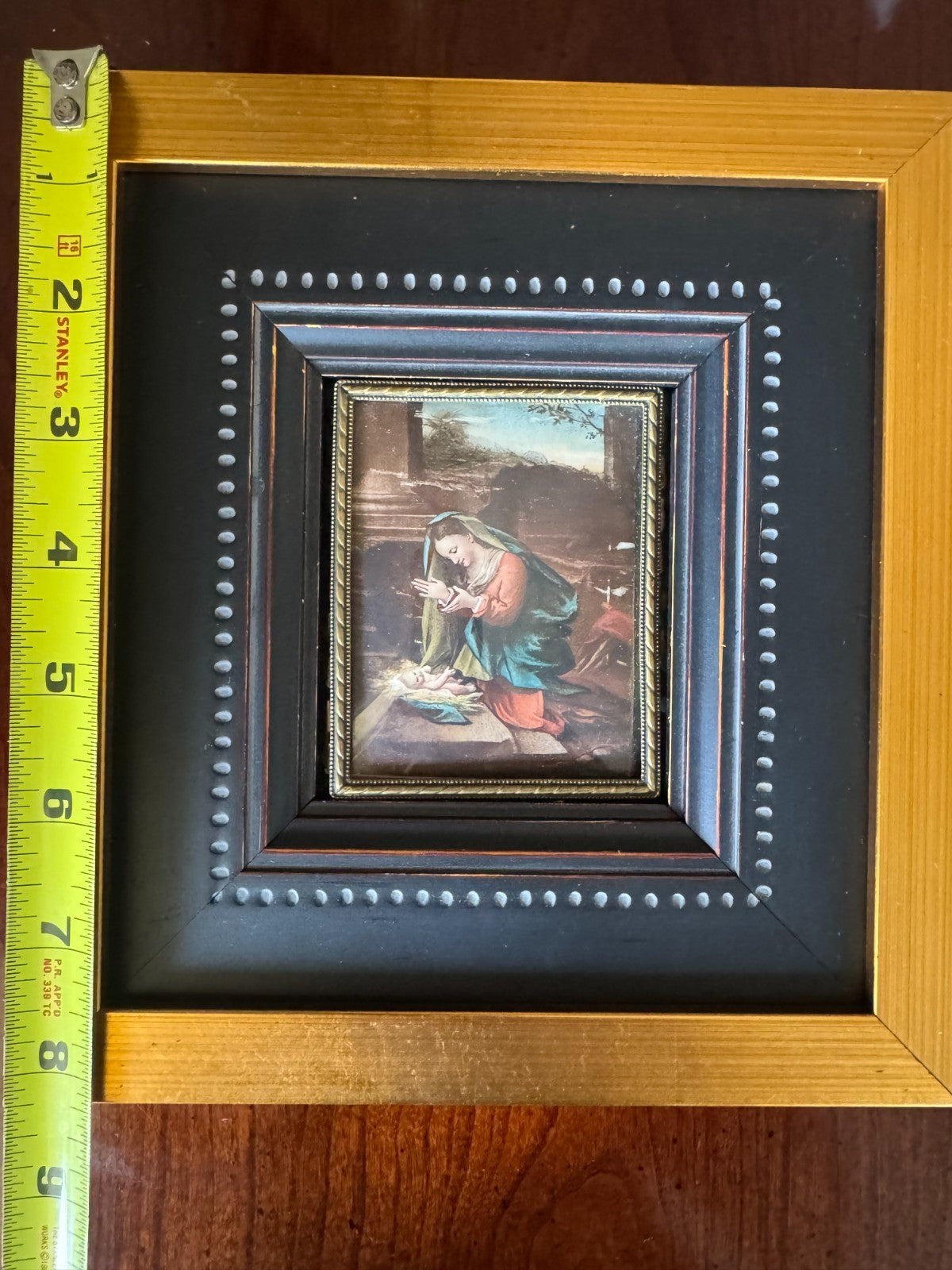 Antique Miniature  Painting – Madonna and Child Nativity Scene Signed Correggio