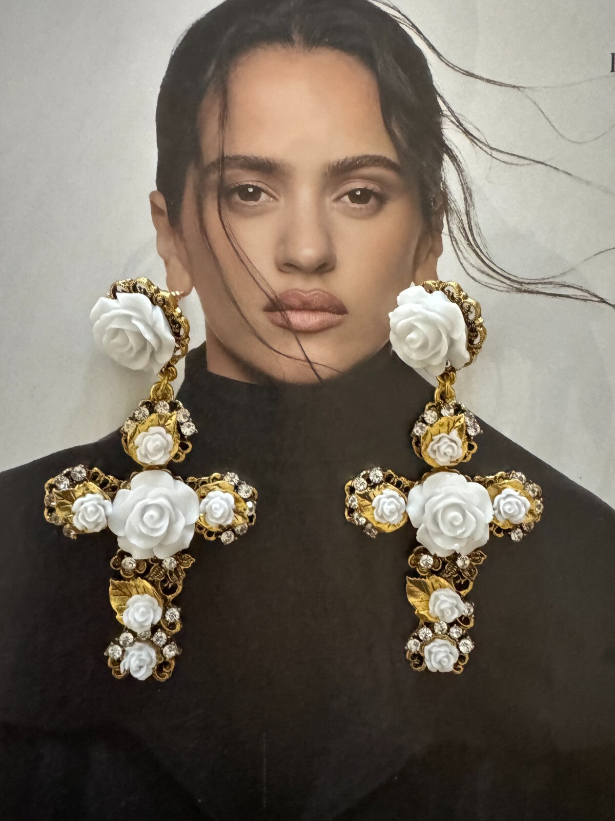Roses Cross Earring| Fashion Vintage Accessory|  Pin Free Shipping 2-5 Days