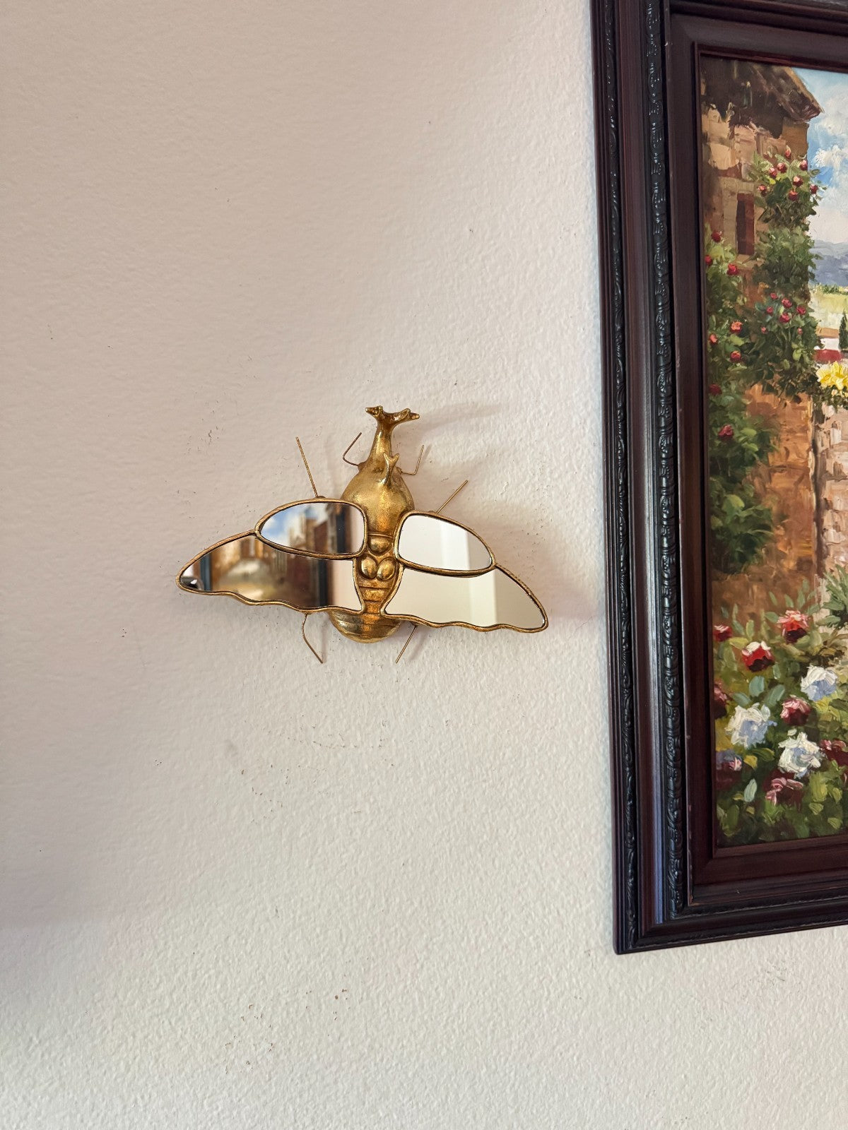 Resin Insect Wall Mirror – Beetle Bug Design with Mirrored Wings, 10”x7”,