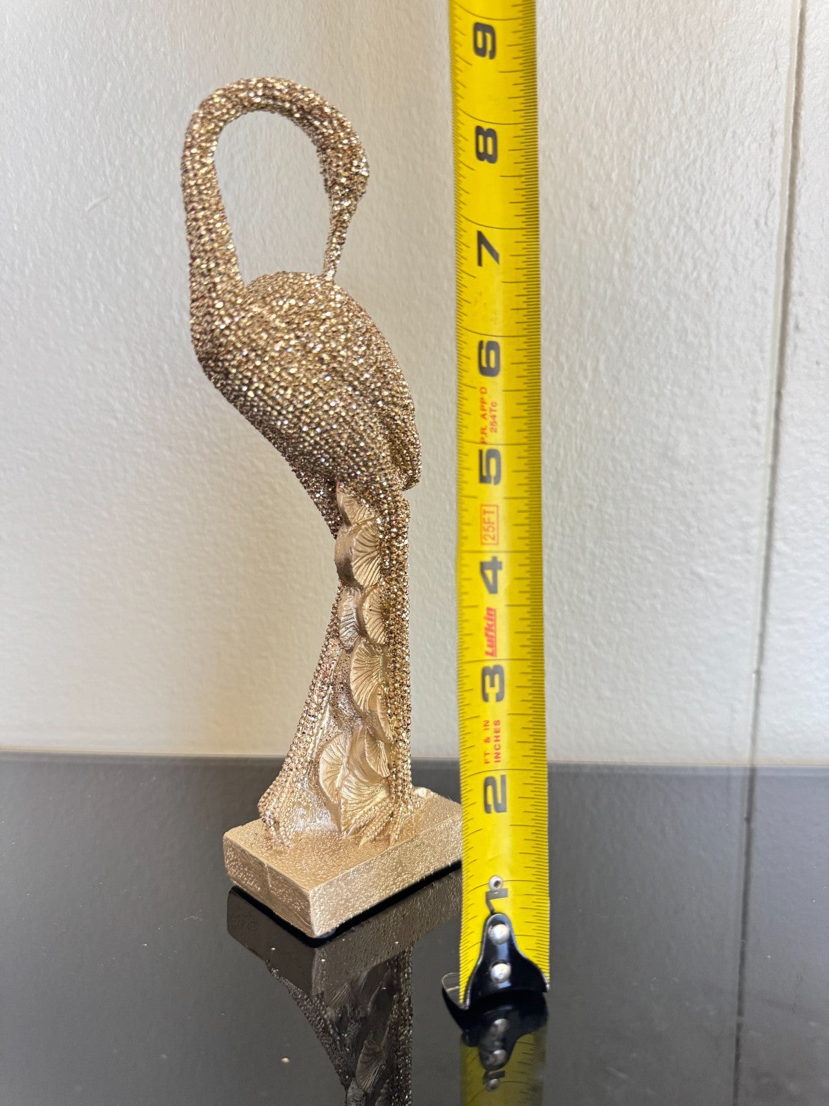 Sparkling Gold Resin Flamingo Figurine – 8” Tall Decorative Bird Statue,  Brand