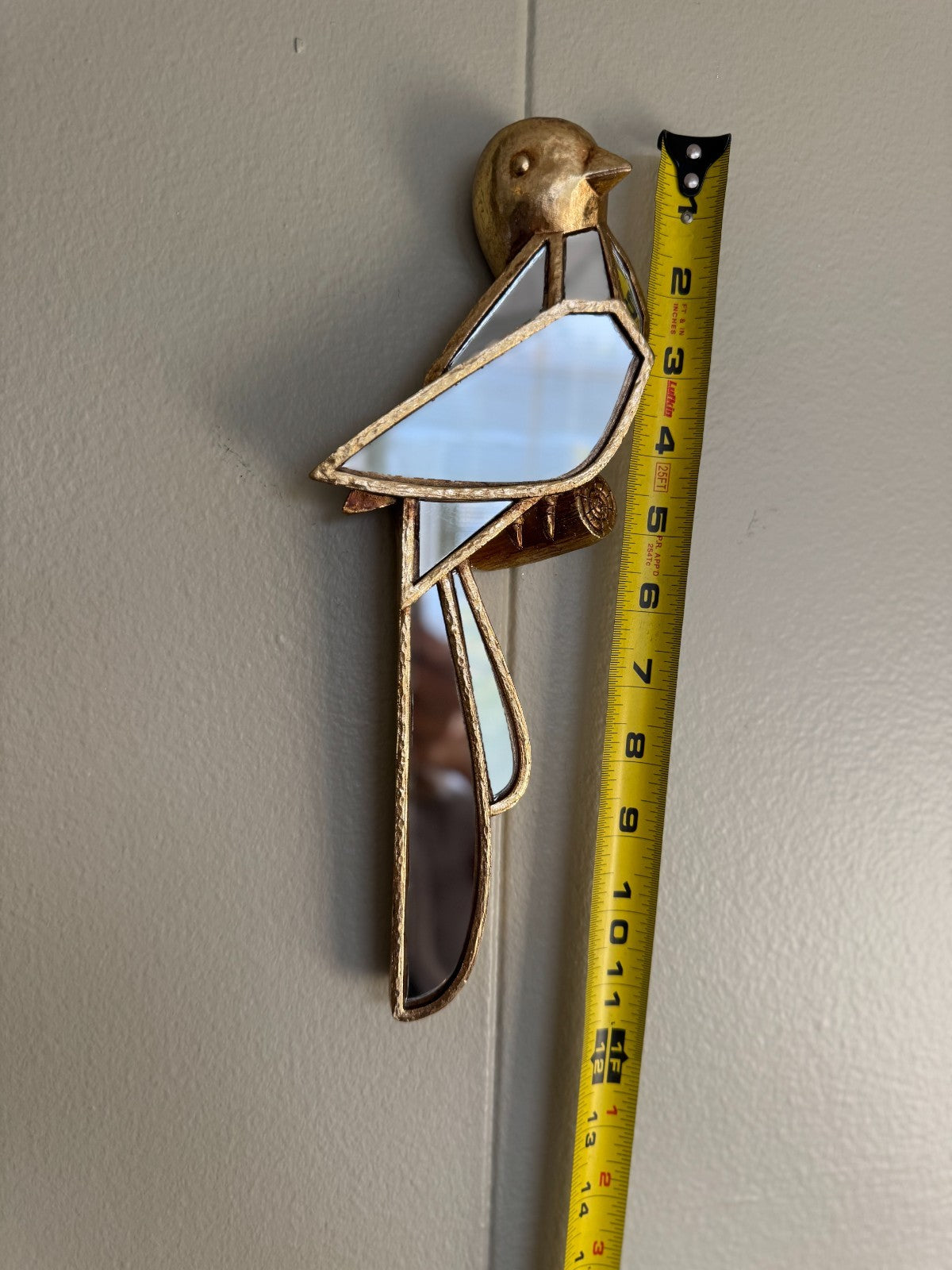 Resin Bird Art, Decorative Hanging Mirror, 11-Inch Wall Décor