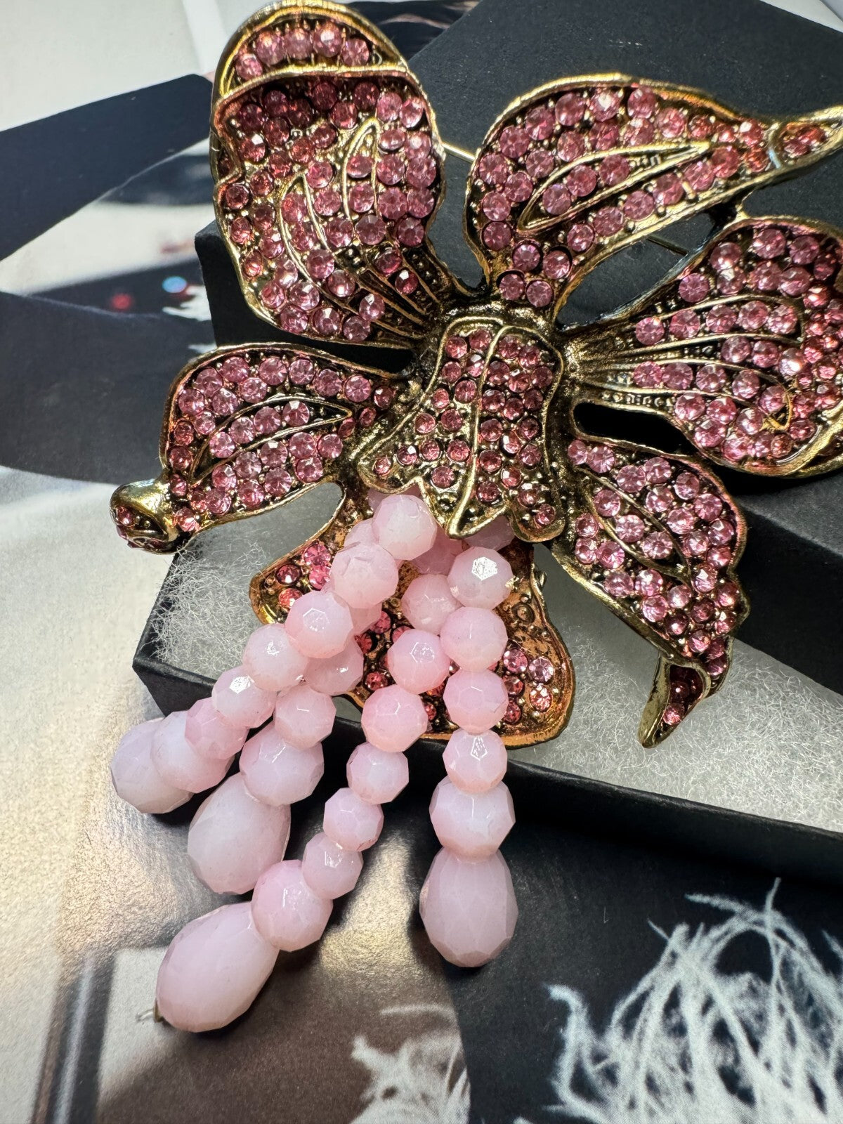 Pink  Orchid Brooch Women Unisex Vintage Pin  Gift Box Free Shipping 2-5 days
