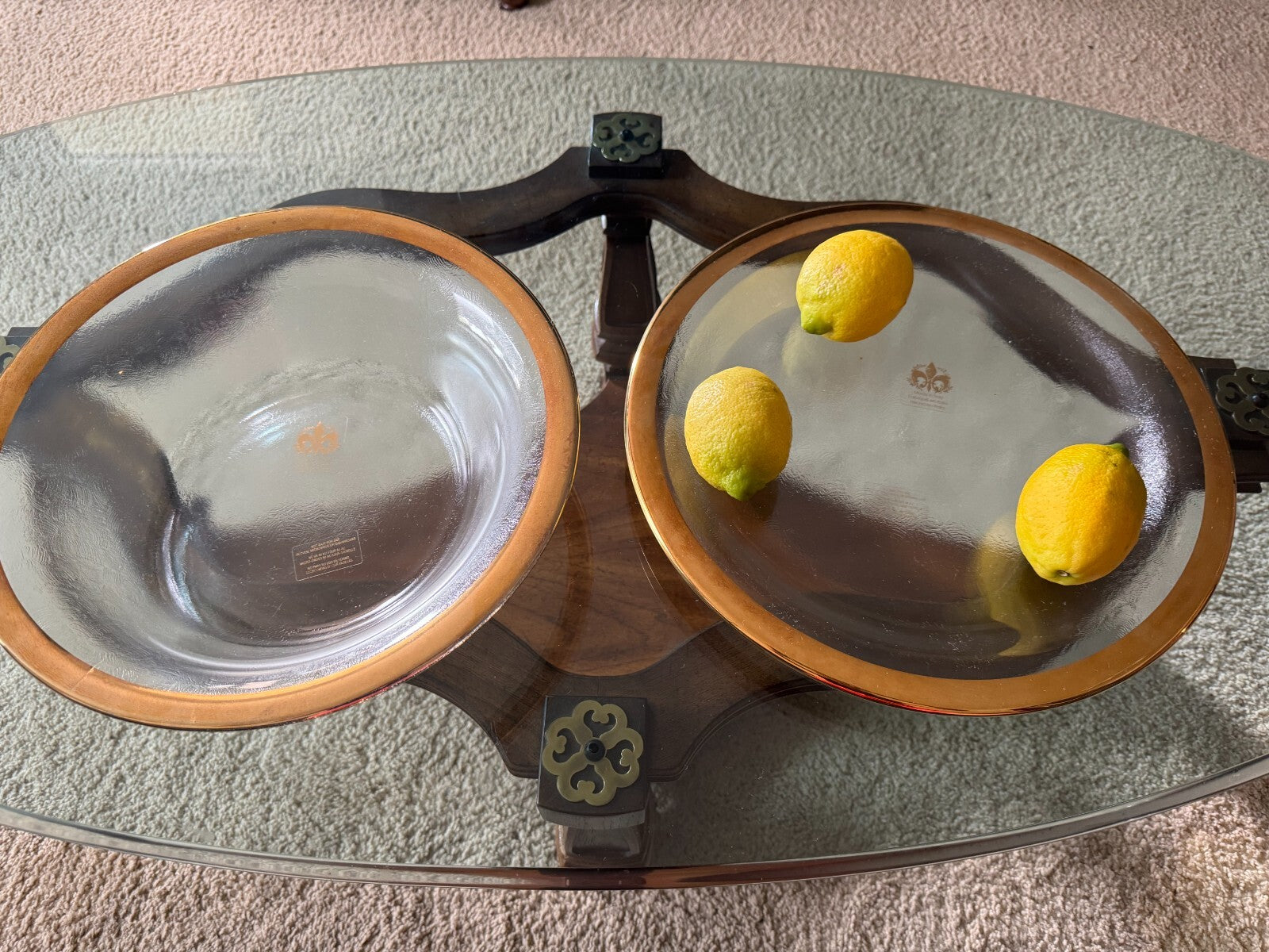 Set of 2 Italian Handcrafted Glass Bowls with Gold Rim – Made in Italy