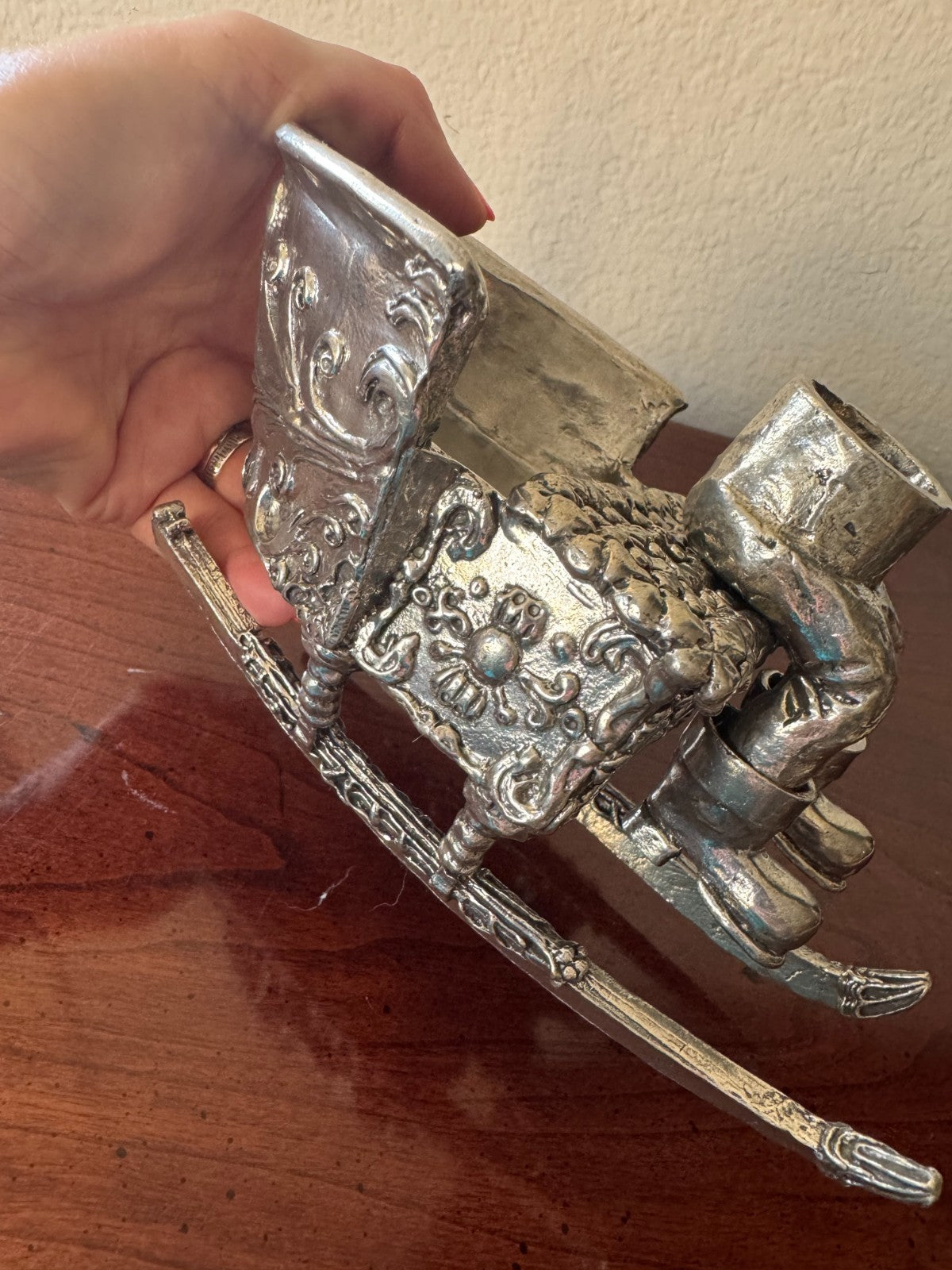 Whimsical Metal Christmas Sleigh & Reindeer Set – Silver-Plate  Holiday