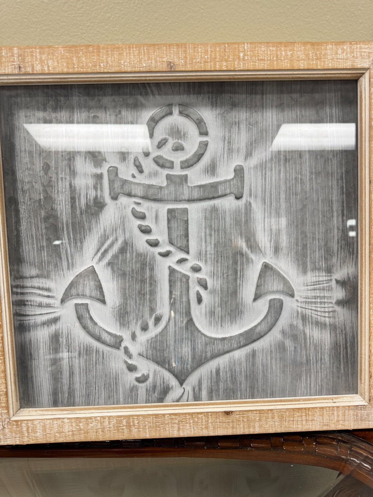 Set of 2 Coastal Metal Wall Art – Crab & Anchor Embossed Designs 19x19