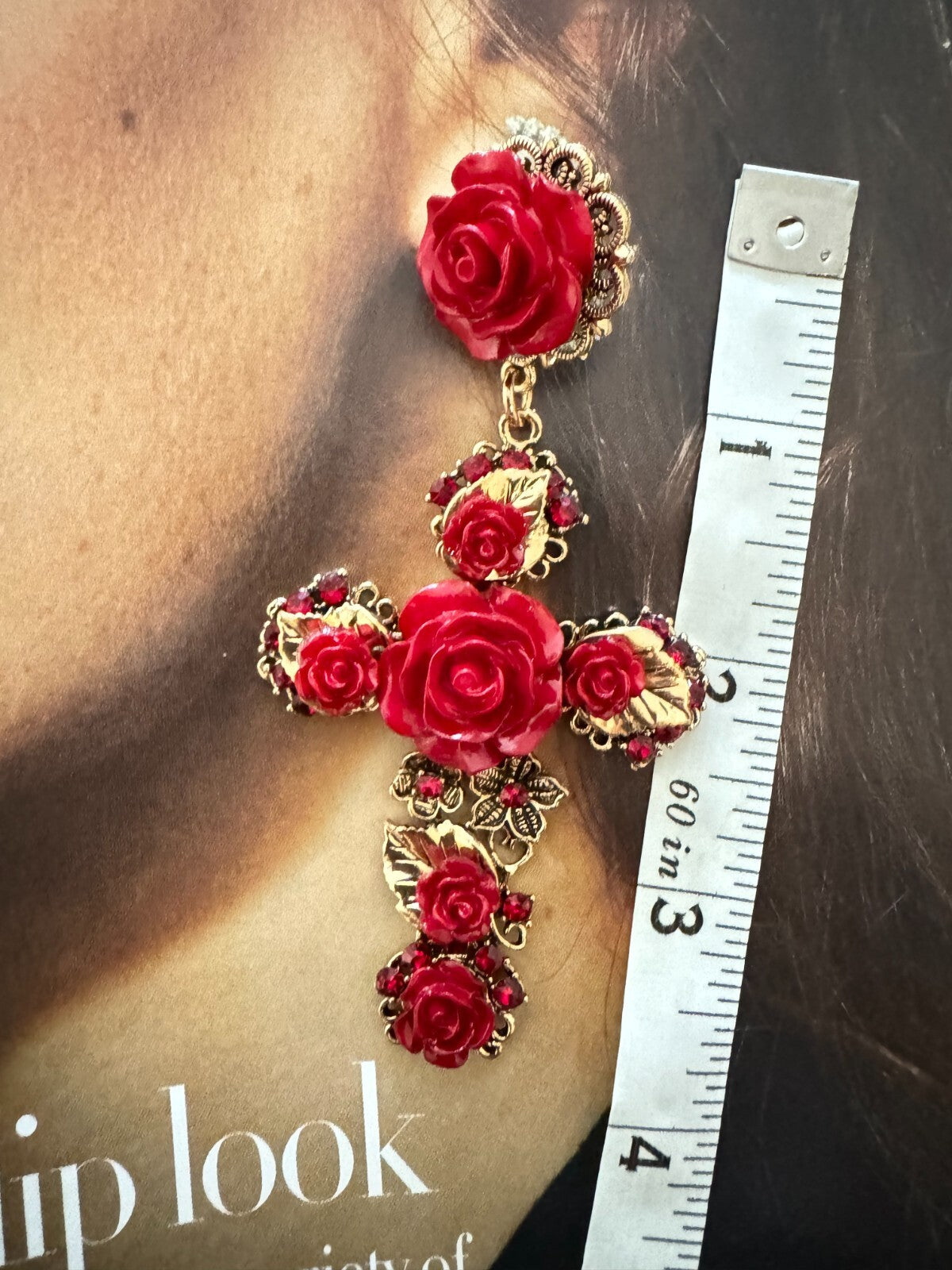 Roses Cross Earring| Fashion Vintage Accessory|  Pin Free Shipping 2-5 Days
