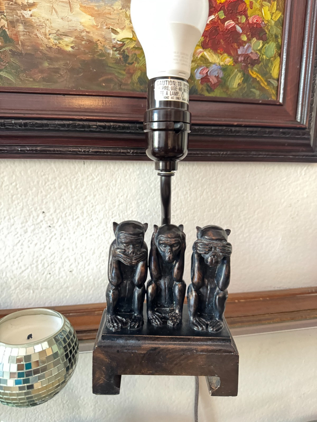 Pair of Vintage Resin Monkey Lamps – “See No Evil, Hear No Evil, Speak No Evil”