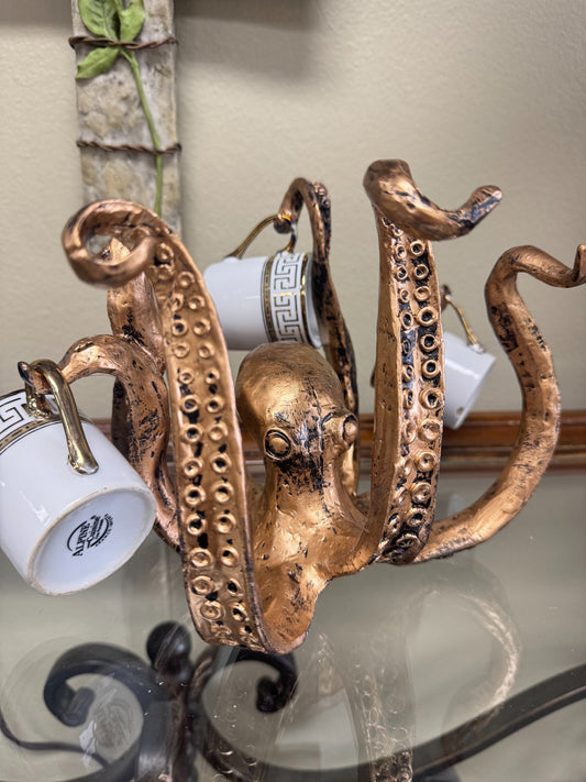 Gold Octopus Resin Sculpture Organizer – Nautical Tentacle  Holder