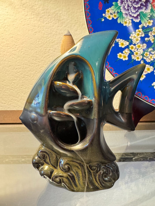 Fish-Shaped Ceramic Backflow Incense Burner Aromatic   for Yoga And Meditation,