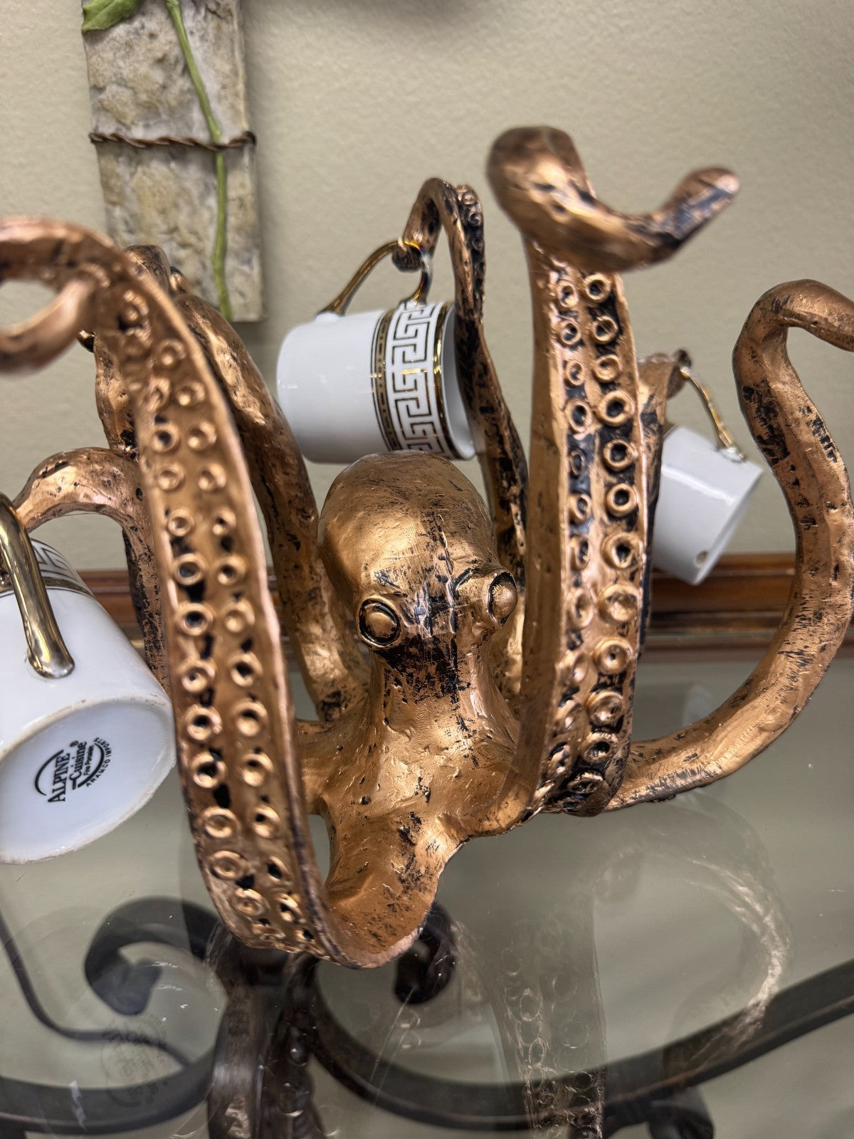 Gold Octopus Resin Sculpture Organizer – Nautical Tentacle  Holder