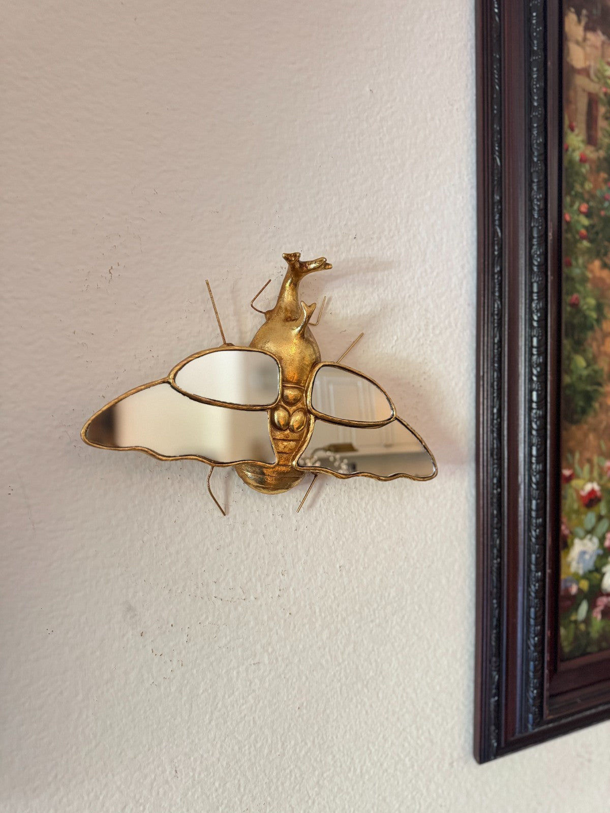 Resin Insect Wall Mirror – Beetle Bug Design with Mirrored Wings, 10”x7”,