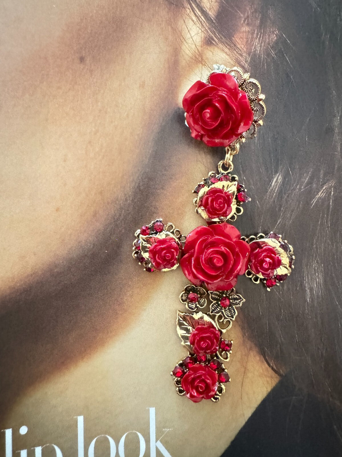 Roses Cross Earring| Fashion Vintage Accessory|  Pin Free Shipping 2-5 Days