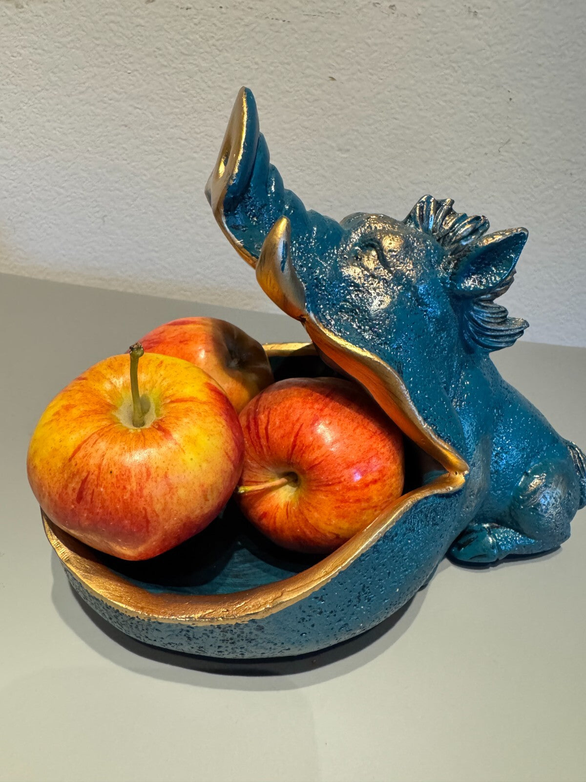 Charming Resin Boar Statue with Storage Tray - Perfect for Keys,
