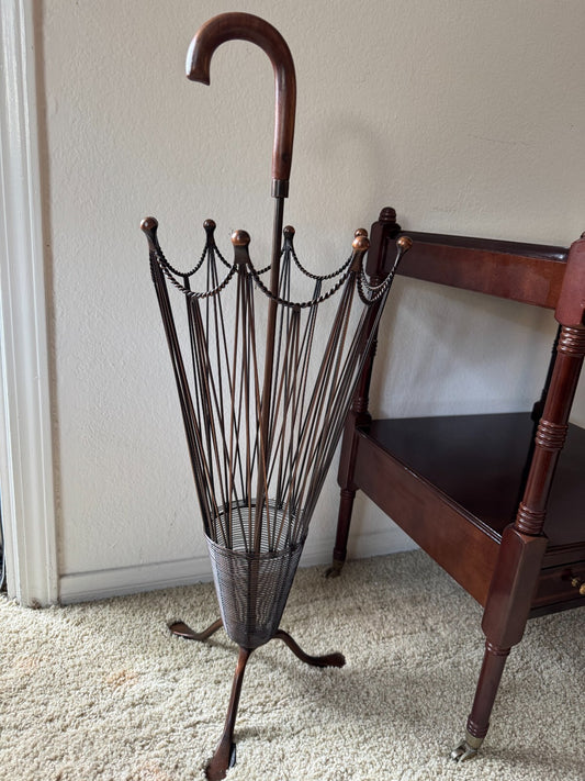 Umbrella Stand Hollywood Regency Style Wire&Metal Bronzed Finish