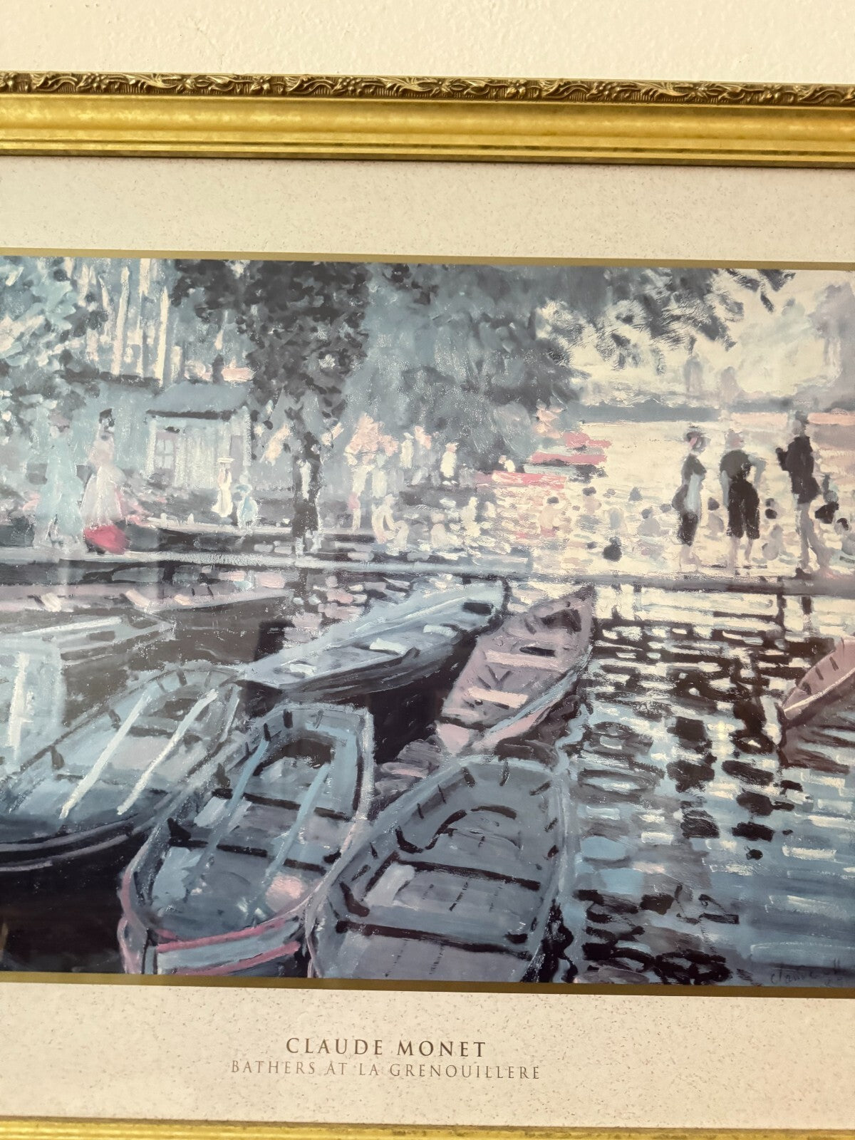 Claude Monet Bathers at La Grenouillère Framed Print – 25”x31” Ornate Gold Frame