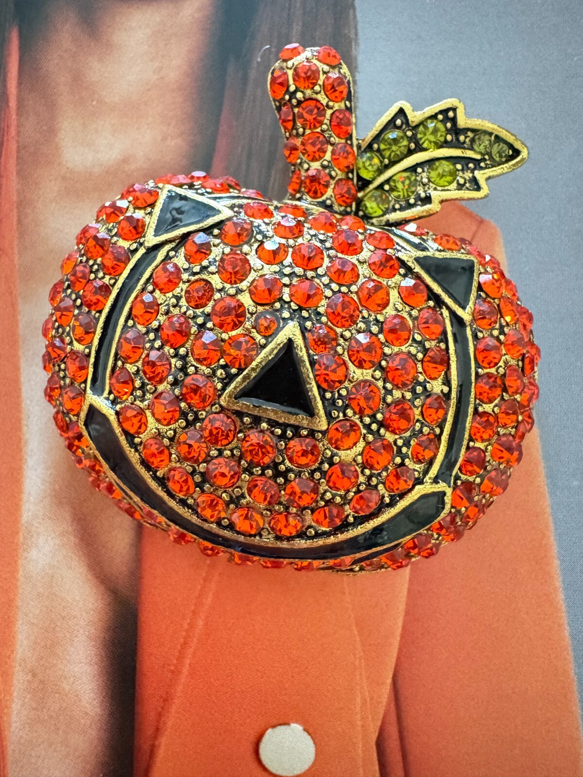 Rhinestone Pumpkin Brooch Halloween Party Pin Women Unisex Free Shipping 2-5 Day