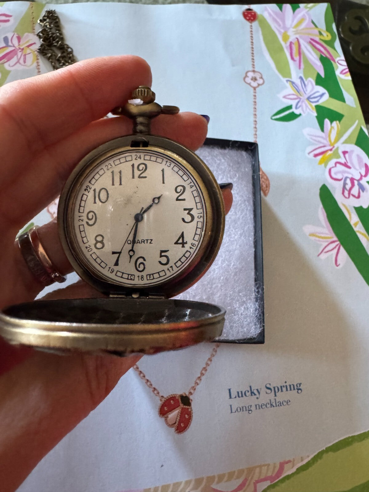 Vintage  Style Quartz Pocket Watch Necklace – Lucky Spring Design