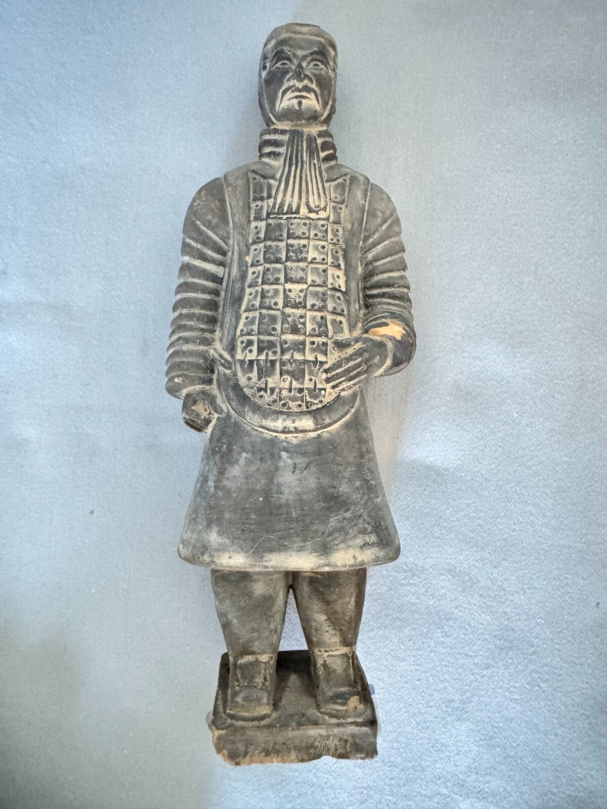 2 Vintage Chinese Terracotta Statues Warriors Soldiers   Figurine Hand -Carver