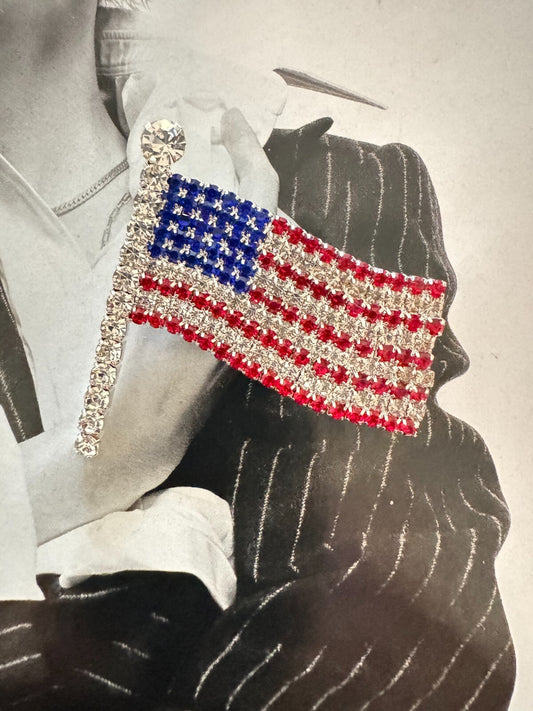 Rhinestone USA Flag  Brooch   Gift Box Women Man unisex Free Shipping 2-5 Days
