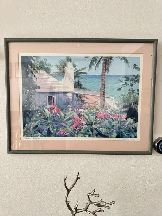 R.E. Kennedy Signed Watercolor '' Bermuda Cottage ''