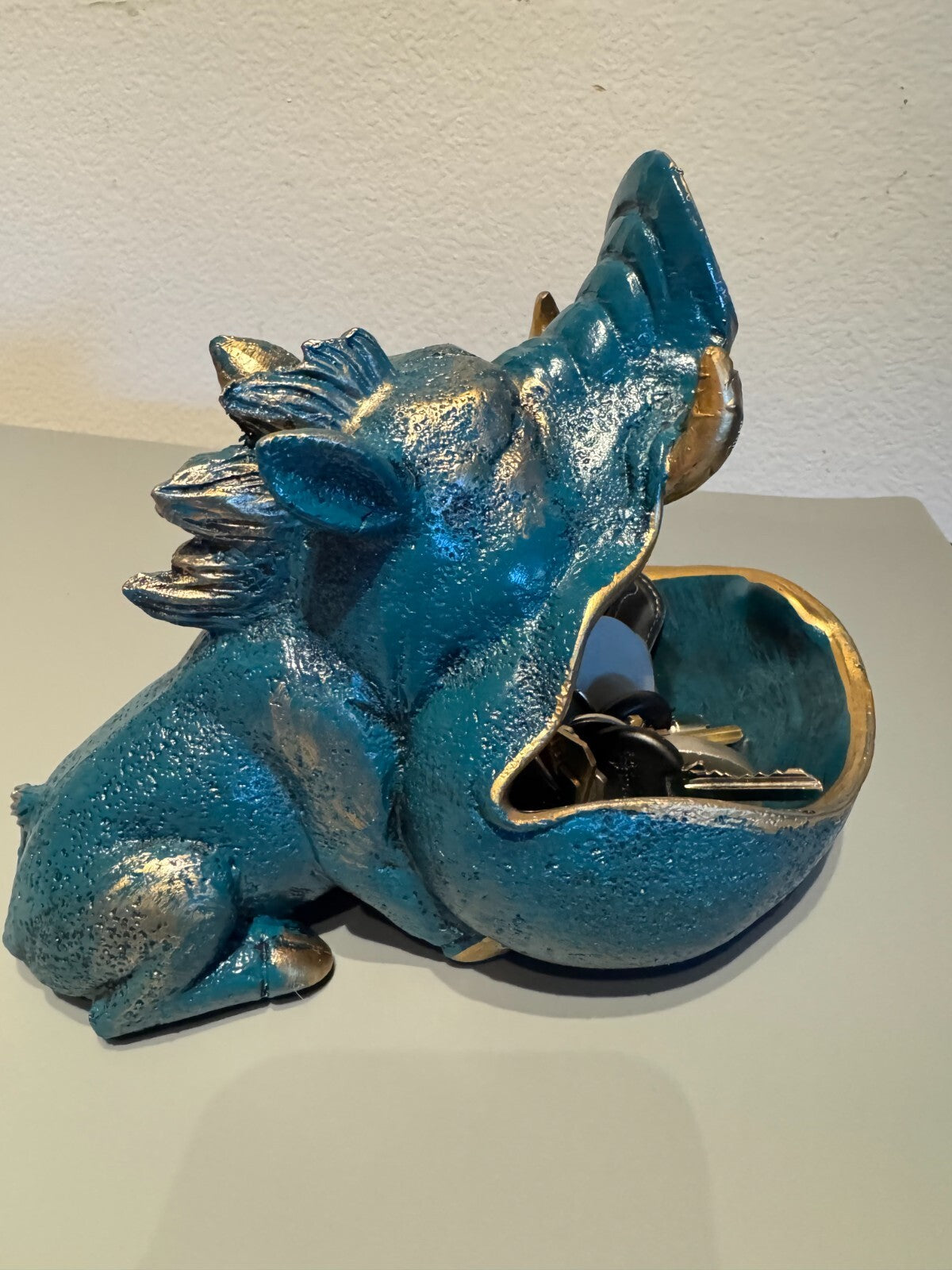 Charming Resin Boar Statue with Storage Tray - Perfect for Keys,